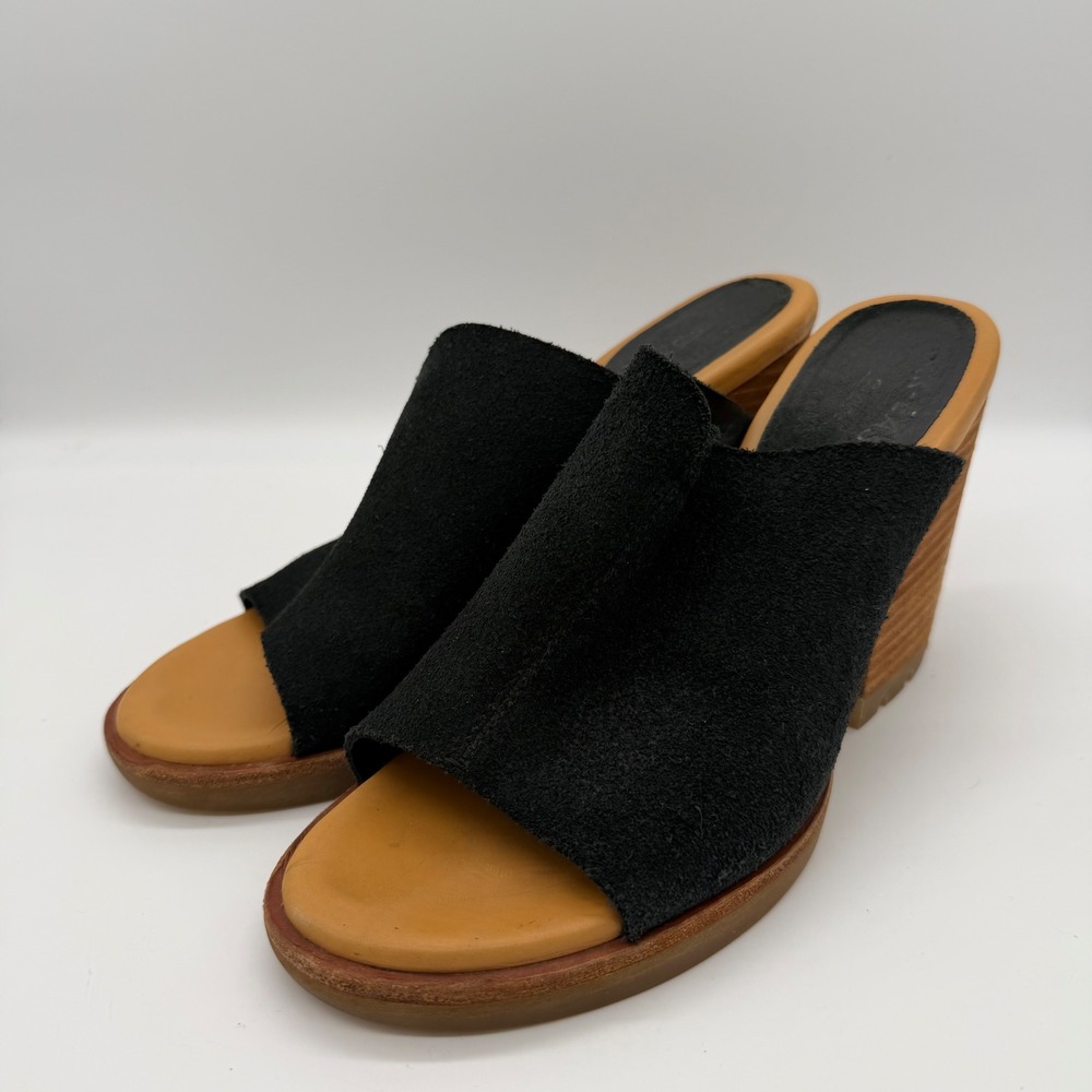 Kork-Ease Myrna Womens Black Suede Wedge Sandal Mule 9M KS2509